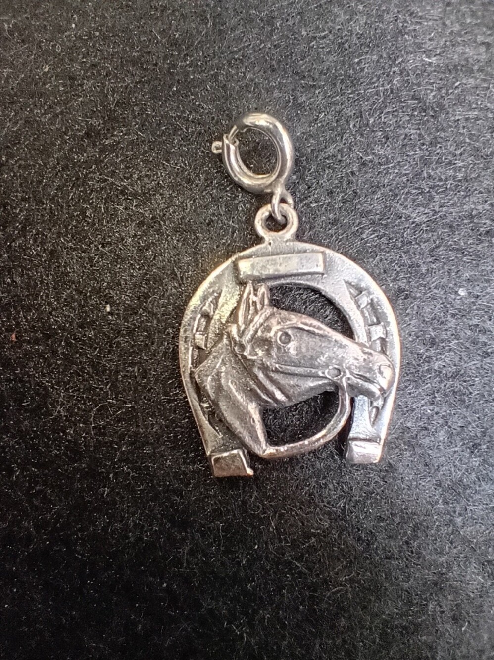 Sterling Silver Horse Head Horseshoe Charm Pendant